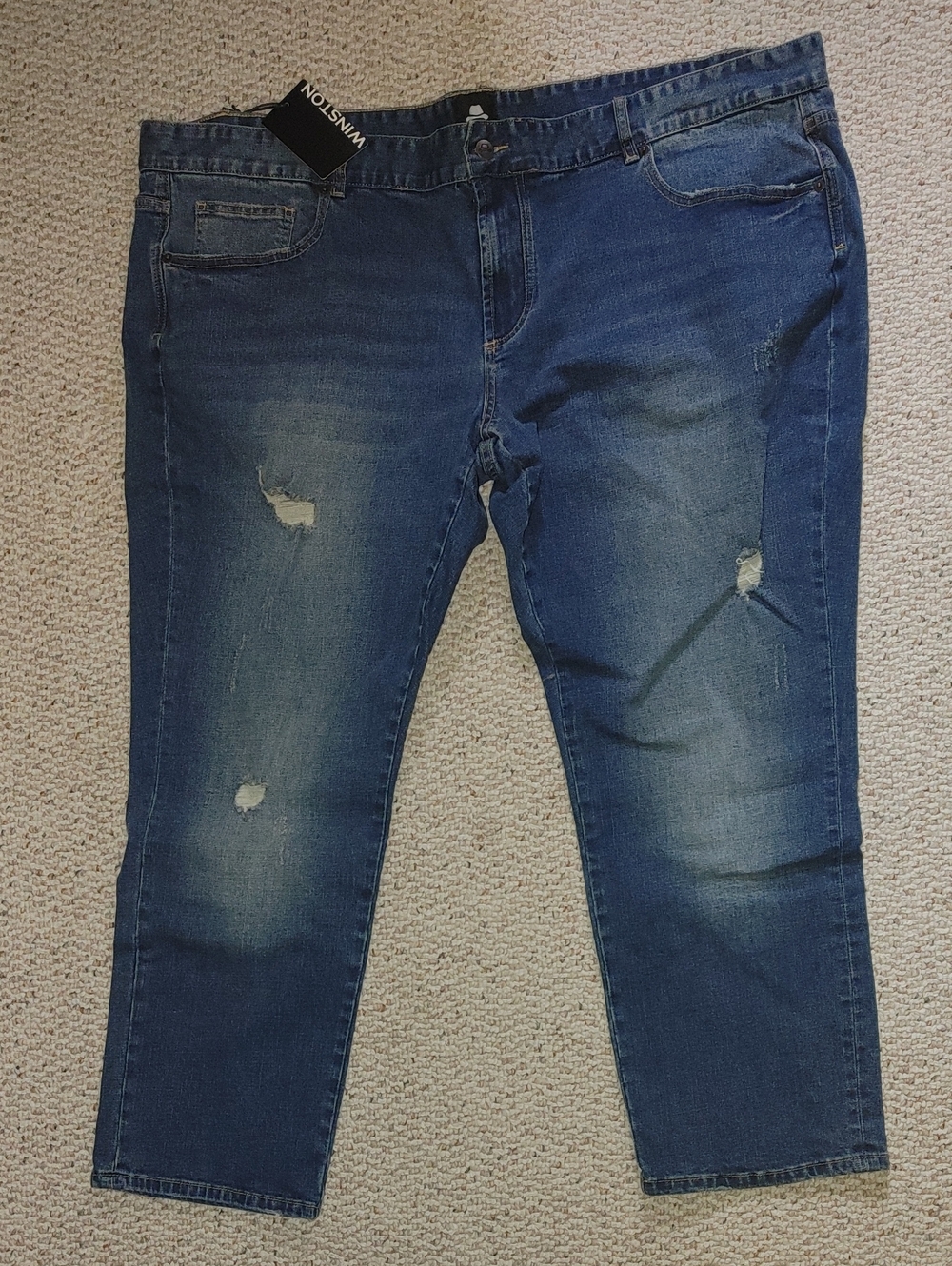 NWT Winston Distressed Men's Jeans in Dark Blue Casual Trendy Design